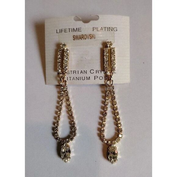 Swarovski Art Deco Austrian Crystal Chandelier Earrings - Picture 2 of 3